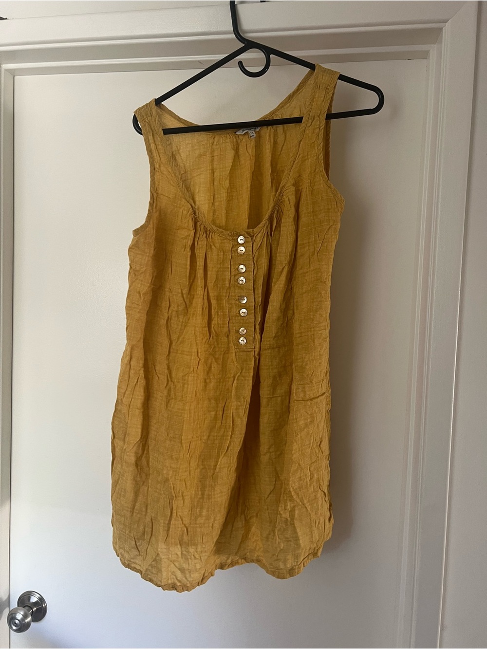 Sleeveless Button-Front Linen cover up in Mustard